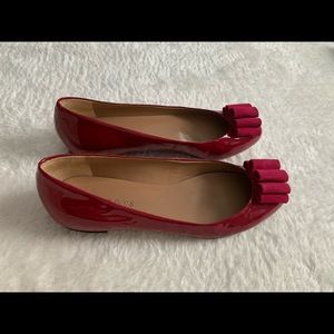 Talbots Fuchsia Patent Suede Ribbon Flats